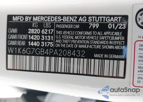 2023 Mercedes-Benz S 580 4Matic из США, поврежденный, VIN W1K6G7GB4PA208432